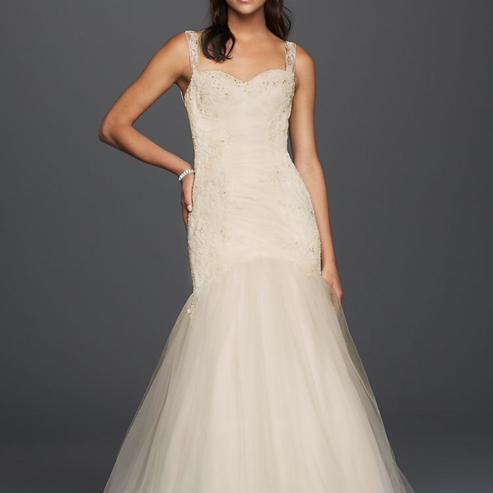 David’s Bridal WG3792 Tulle Trumpet Wedding Dress Ivory NWT
